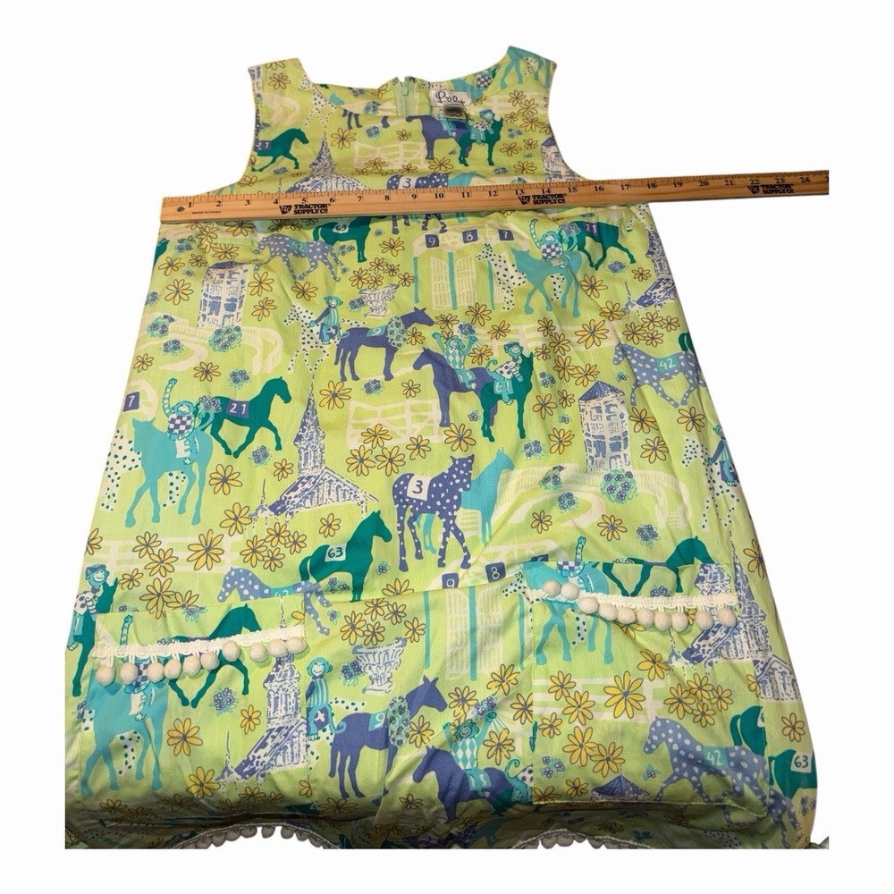 Vintage Lilly Pulitzer Low Riders Derby Shift Dress Pom Trim Monkey Jockeys 4 - Picture 7 of 10